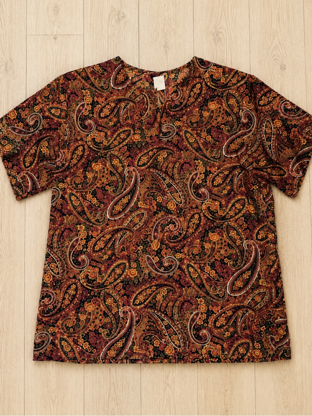 VINTAGE 90s Mikaela Paisley Floral Blouse Made in USA M